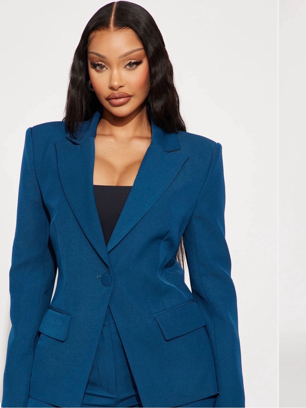 Fashion Nova Teal-Blue Single-Button Women's Suit Set
